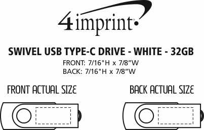 Imprint Area of Swivel USB-C Drive - White - 32GB