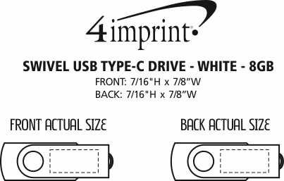 Imprint Area of Swivel USB-C Drive - White - 8GB