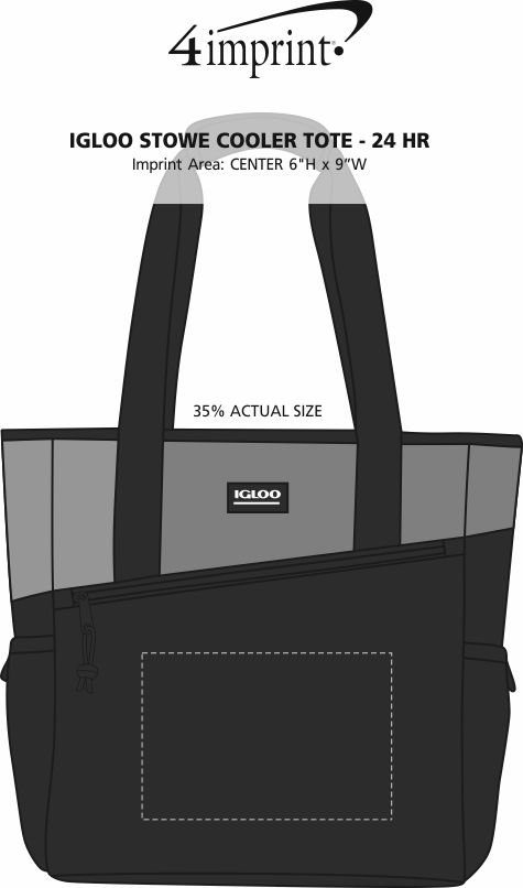 Imprint Area of Igloo Stowe Cooler Tote - 24 hr