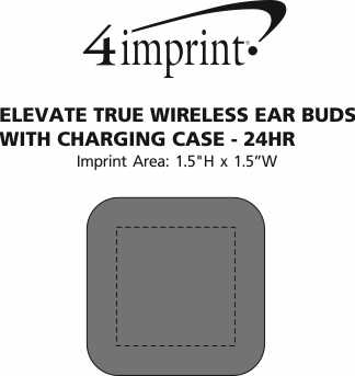 Imprint Area of Elevate True Wireless Ear Buds with Charging Case - 24 hr