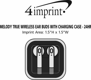 Imprint Area of Melody True Wireless Ear Buds with Charging Case - 24 hr