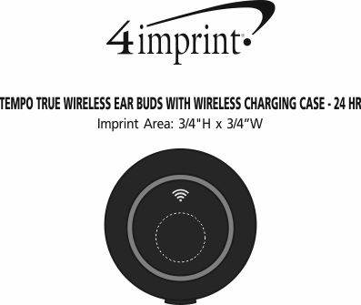 Imprint Area of Tempo True Wireless Ear Buds with Wireless Charging Case - 24 hr