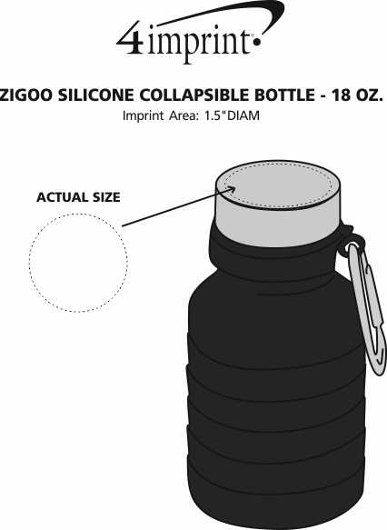 Imprint Area of Zigoo Silicone Collapsible Bottle - 18 oz.