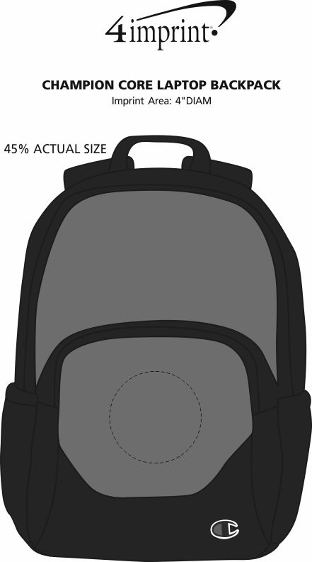 Imprint Area of Champion Core Laptop Backpack