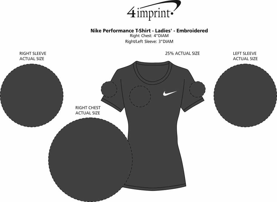 Imprint Area of Nike Performance T-Shirt - Ladies' - Embroidered