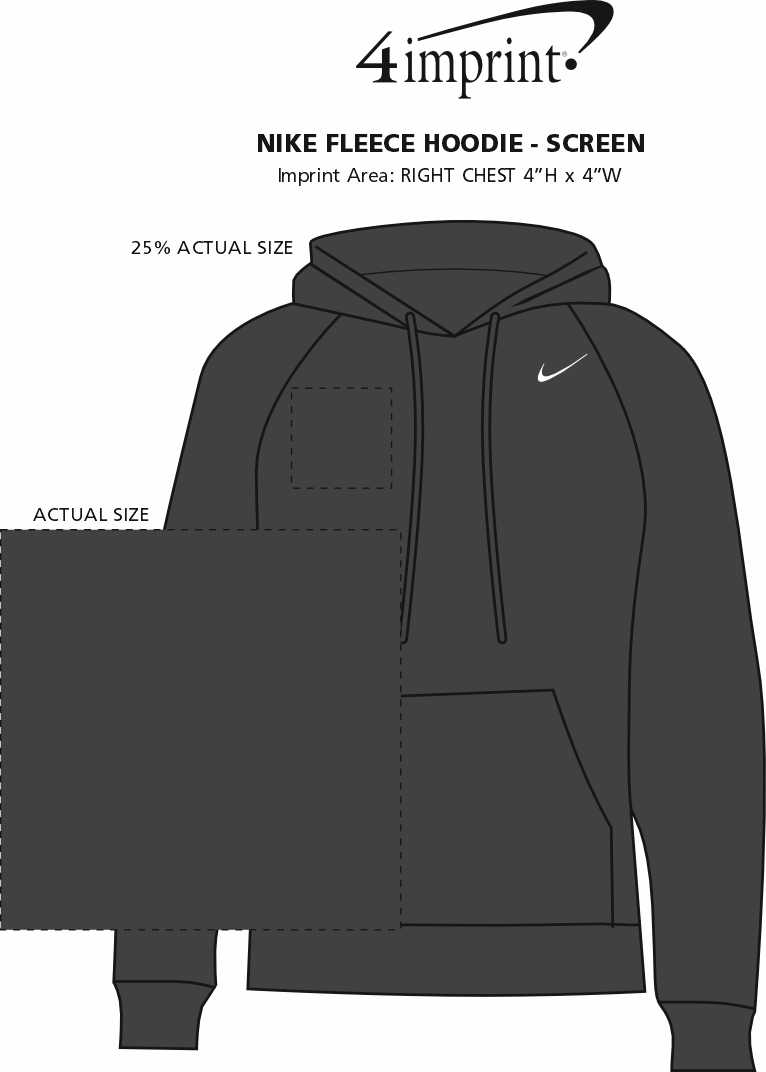 Imprint Area of Nike Fleece Hoodie - Screen