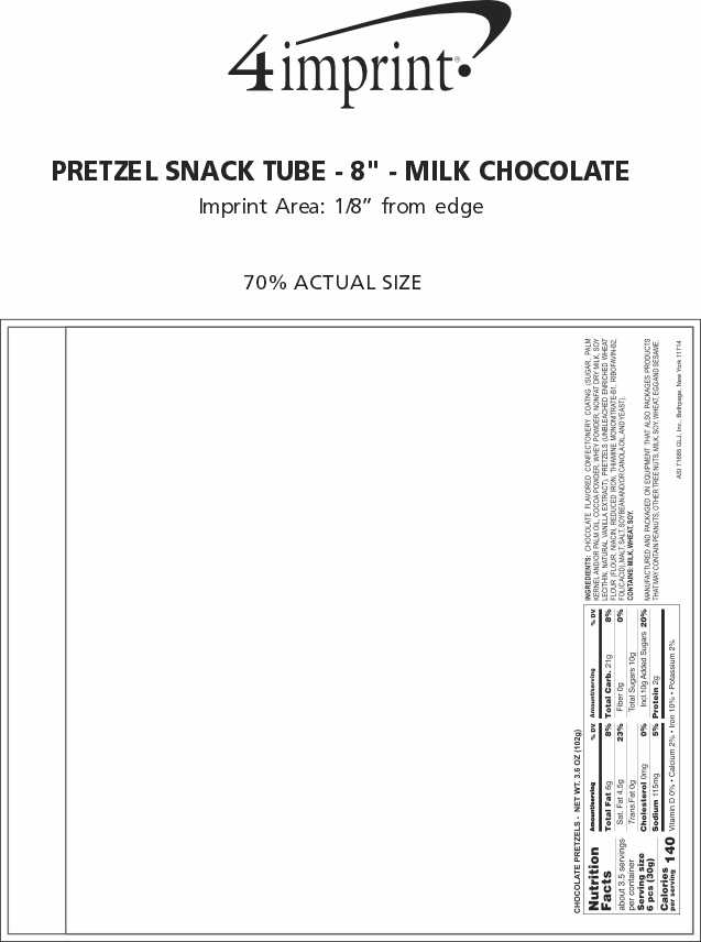 Imprint Area of Pretzel Snack Tube - 8" - Milk Chocolate