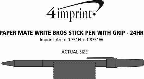 Imprint Area of Paper Mate Write Bros Stick Pen with Grip - 24 hr