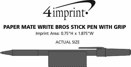 Imprint Area of Paper Mate Write Bros Stick Pen with Grip