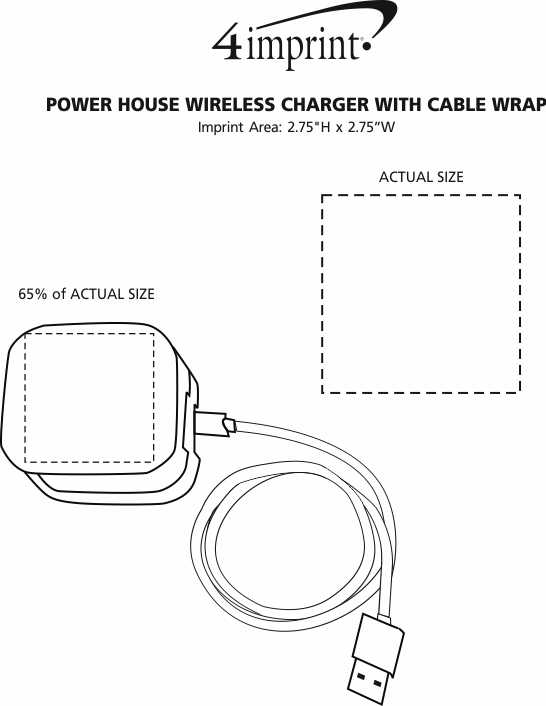 Imprint Area of Power House Wireless Charger with Cable Wrap