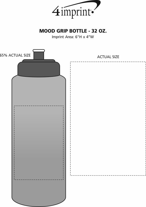 Imprint Area of Mood Grip Bottle - 32 oz.