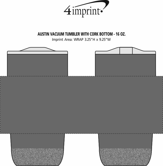 Imprint Area of Austin Vacuum Tumbler with Cork Bottom - 16 oz.