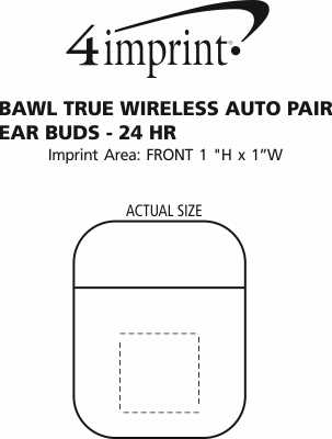 Imprint Area of Bawl True Wireless Auto Pair Ear Buds - 24 hr