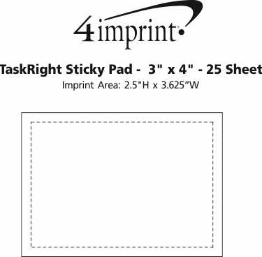 Imprint Area of TaskRight Sticky Pad -  3" x 4" - 25 Sheet