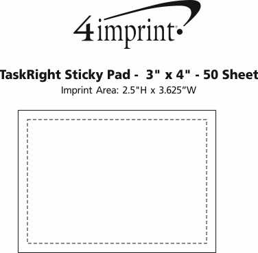 Imprint Area of TaskRight Sticky Pad -  3" x 4" - 50 Sheet