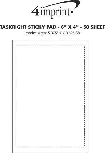 Imprint Area of TaskRight Sticky Pad -  6" x 4" - 50 Sheet