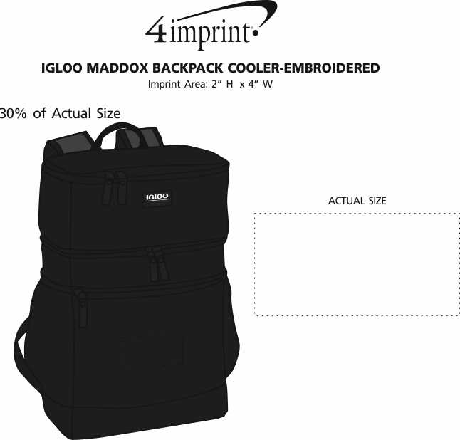 Imprint Area of Igloo Maddox Backpack Cooler - Embroidered