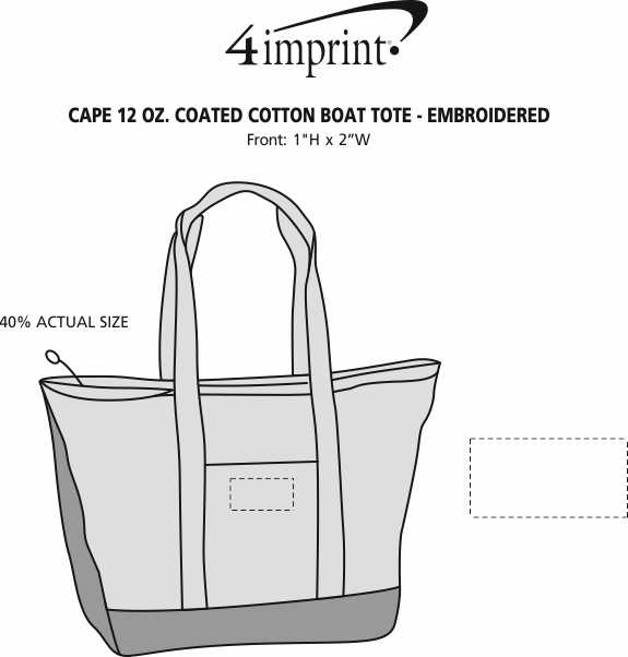 Imprint Area of Cape 12 oz. Coated Cotton Boat Tote - Embroidered
