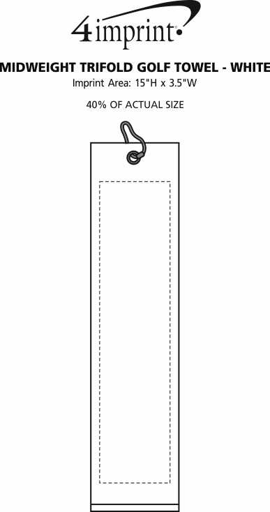Imprint Area of Midweight TriFold Golf Towel - White