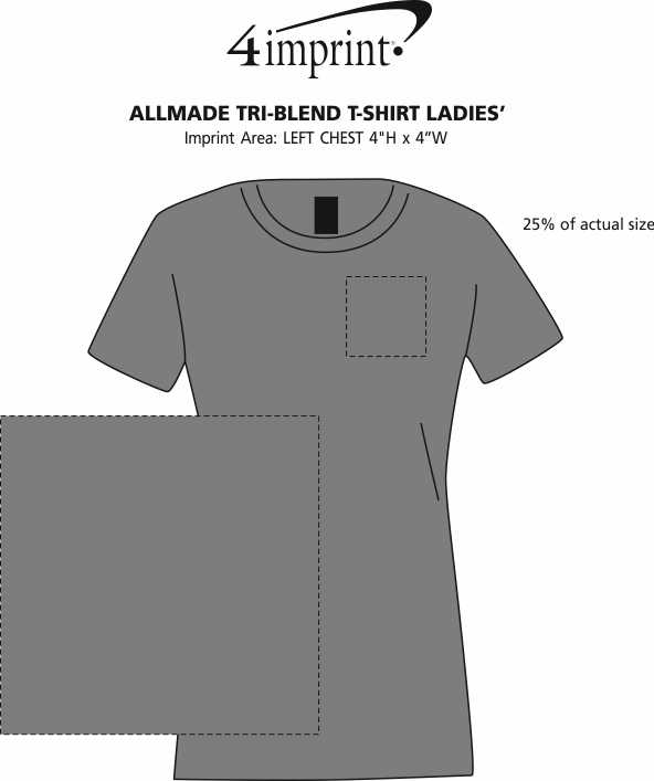 Imprint Area of Allmade Tri-Blend T-Shirt - Ladies'