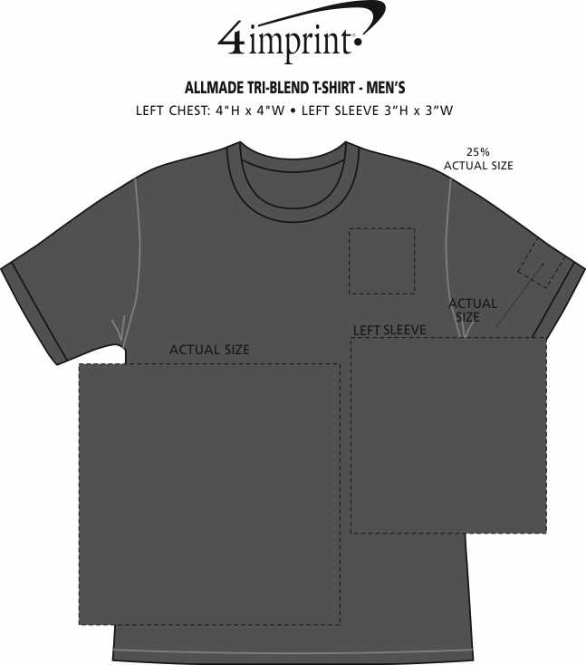 Imprint Area of Allmade Tri-Blend T-Shirt - Men's