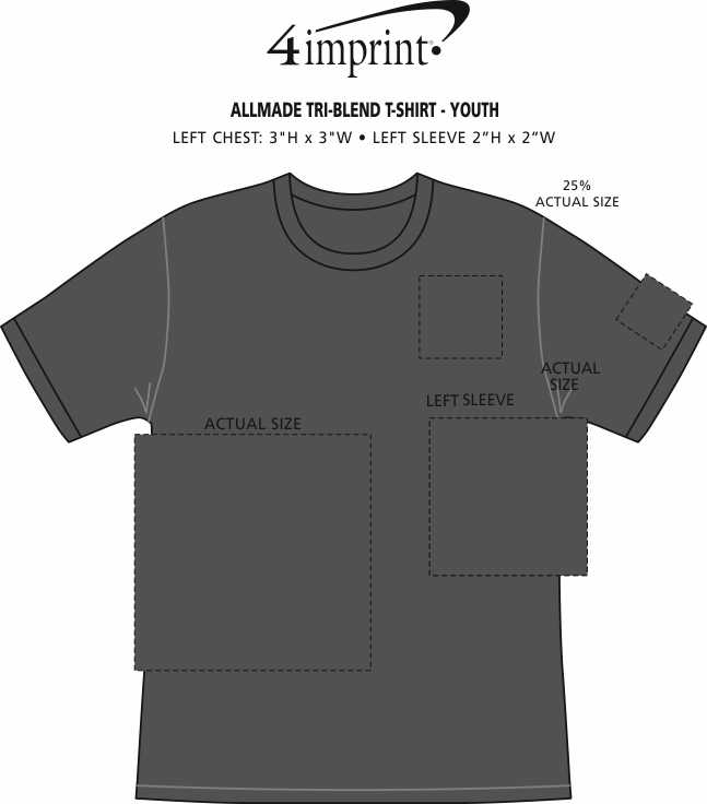 Imprint Area of Allmade Tri-Blend T-Shirt - Youth