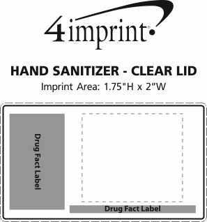 Imprint Area of 2 oz. Hand Sanitizer - Clear Lid