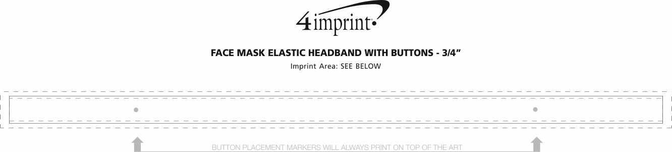 Imprint Area of Elastic Headband with Face Mask Buttons - 3/4"