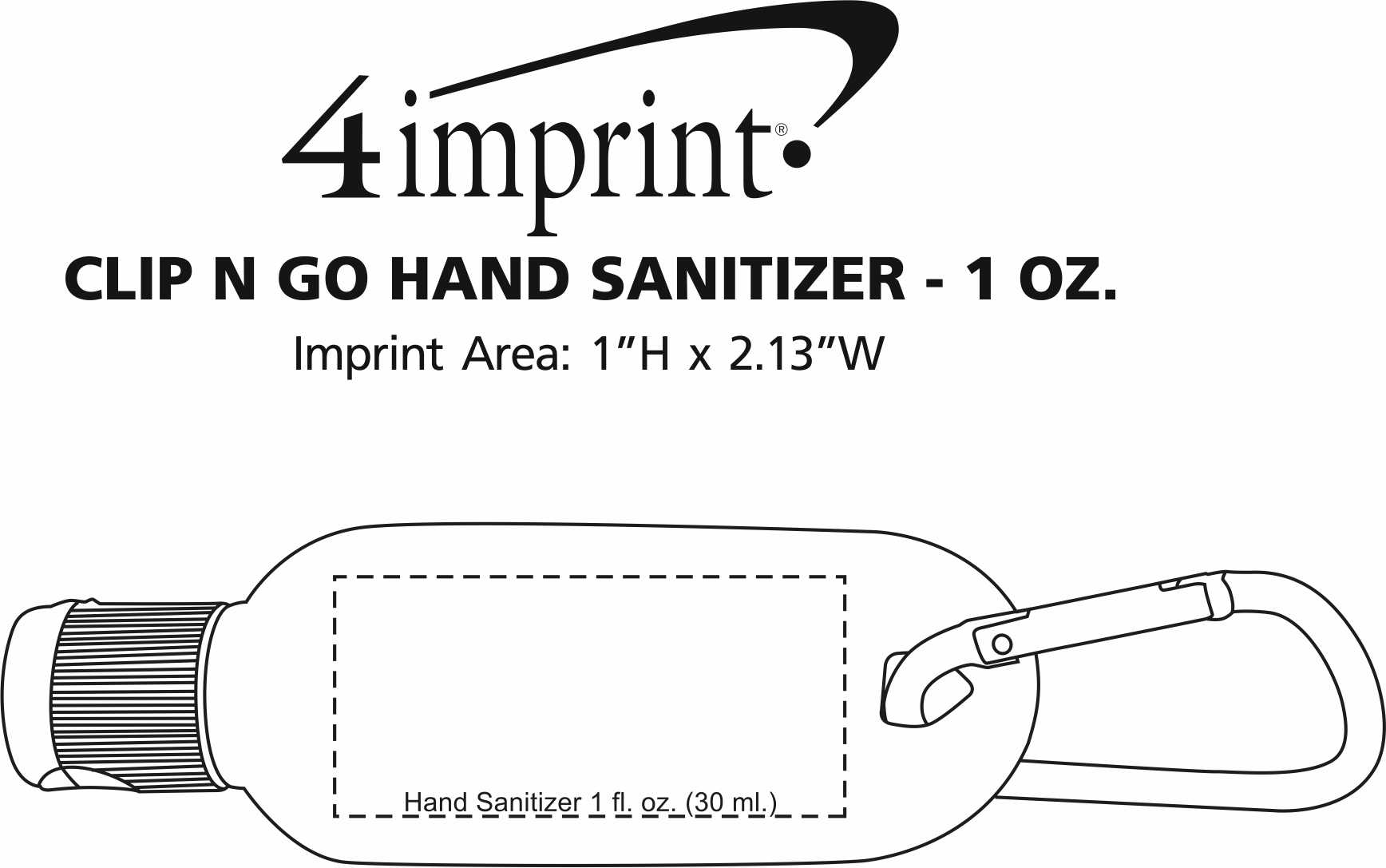 Imprint Area of Clip N Go Hand Sanitizer - 1 oz. - 24 hr