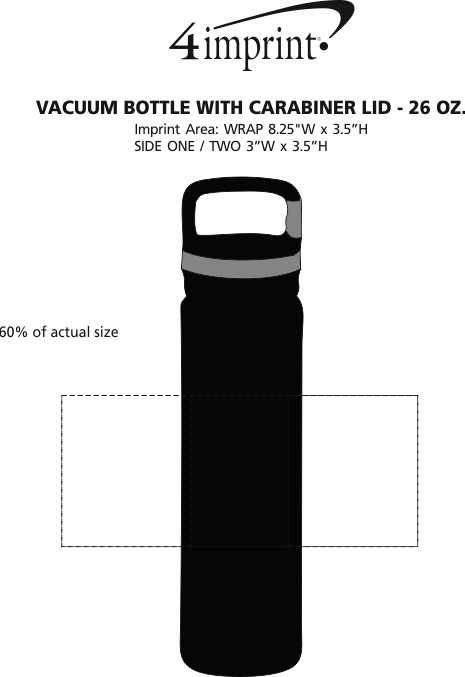 Imprint Area of Vacuum Bottle with Carabiner Lid - 26 oz.