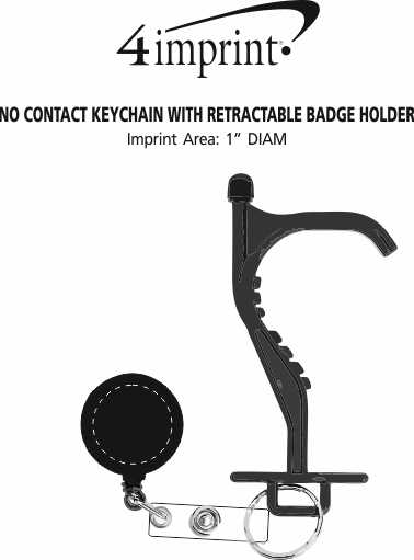 Imprint Area of No Contact Keychain with Retractable Badge Holder
