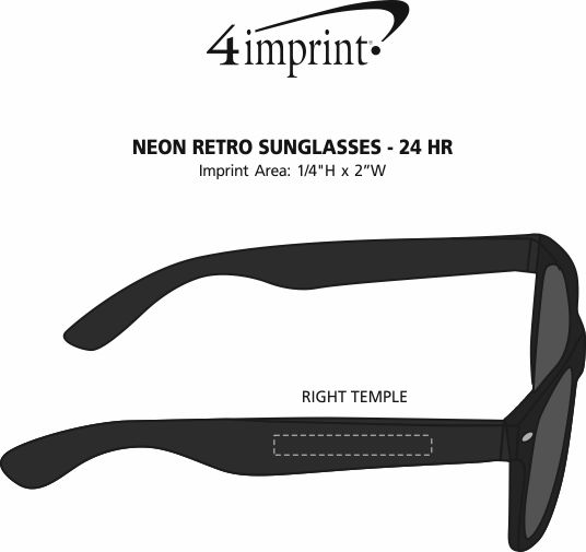 Imprint Area of Neon Retro Sunglasses - 24 hr