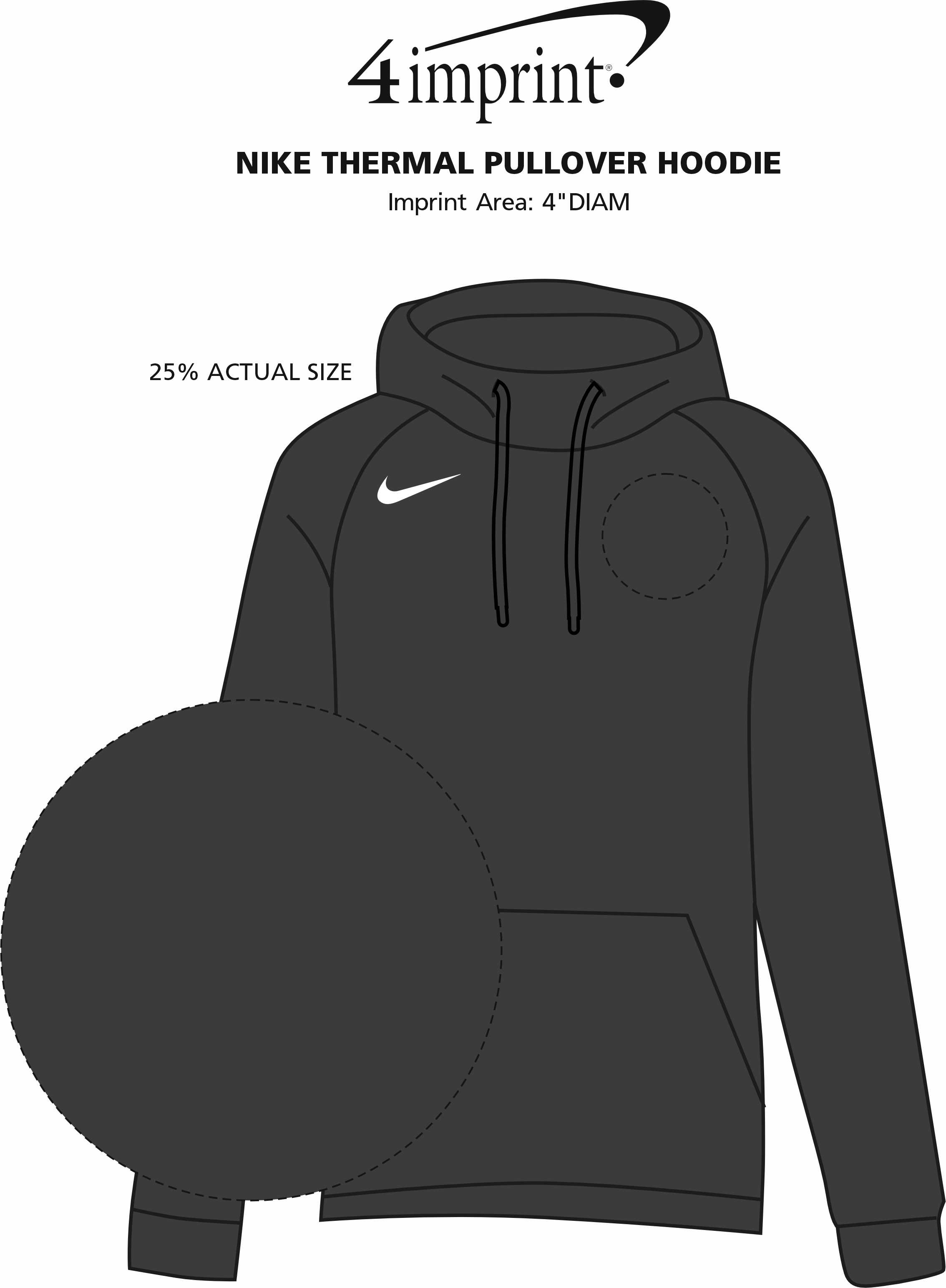 Imprint Area of Nike Thermal Pullover Hoodie - Embroidered