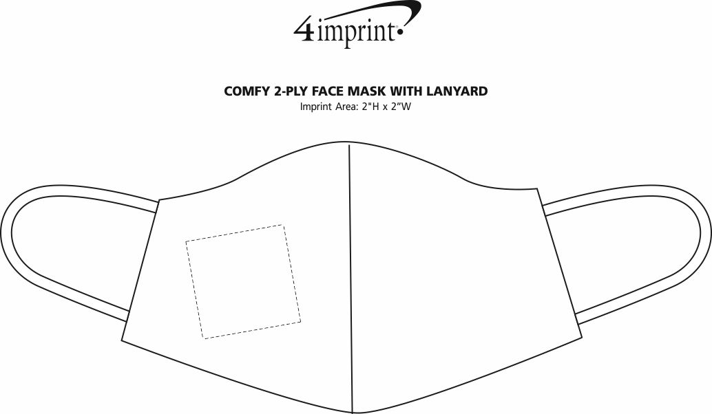 Imprint Area of Comfy 2-Ply Face Mask with Lanyard