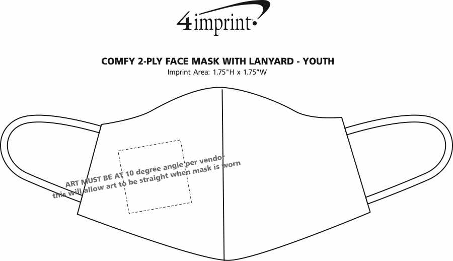 Imprint Area of Comfy 2-Ply Face Mask with Lanyard - Youth