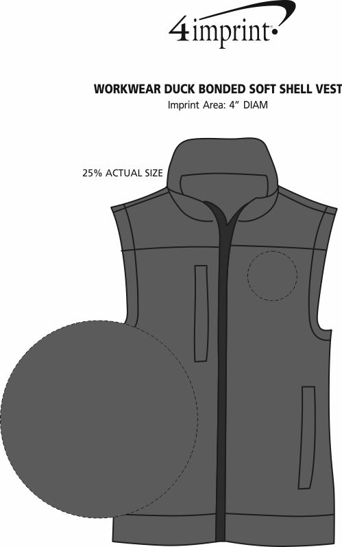 Imprint Area of Workwear Duck Bonded Soft Shell Vest