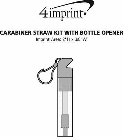 Imprint Area of Carabiner Straw Kit with Bottle Opener