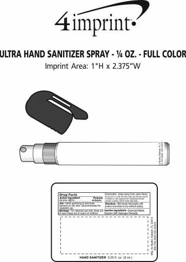 Imprint Area of Ultra Hand Sanitizer Spray - 1/4 oz. - Full Color