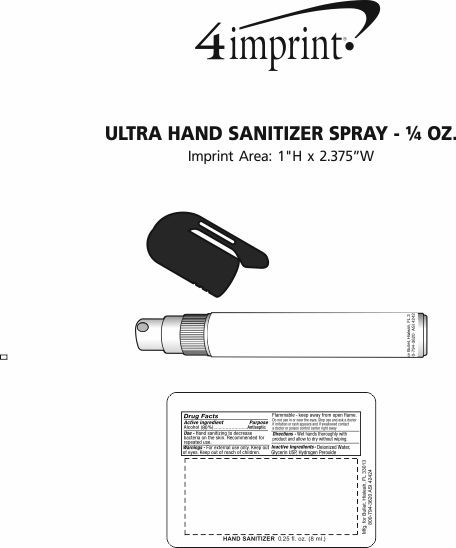Imprint Area of Ultra Hand Sanitizer Spray - 1/4 oz.