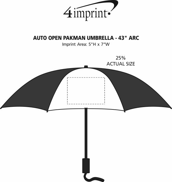 Imprint Area of Auto Open Pakman Umbrella - 43" Arc