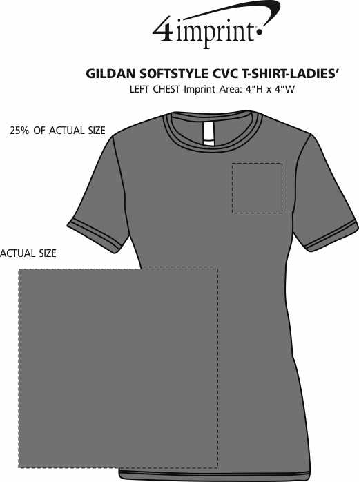 Imprint Area of Gildan Softstyle CVC T-Shirt - Ladies'