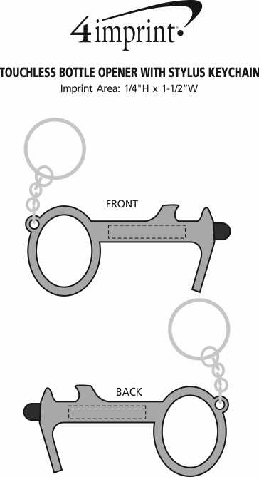 Imprint Area of Touchless Bottle Opener with Stylus Keychain
