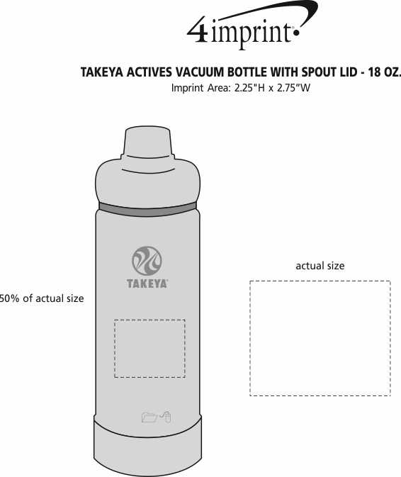 Imprint Area of Takeya Actives Vacuum Bottle with Spout Lid - 18 oz.