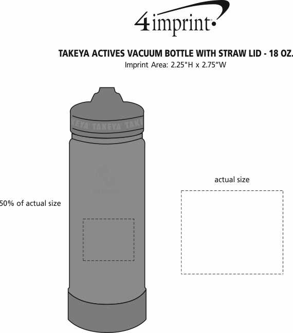 Imprint Area of Takeya Actives Vacuum Bottle with Straw Lid - 18 oz.