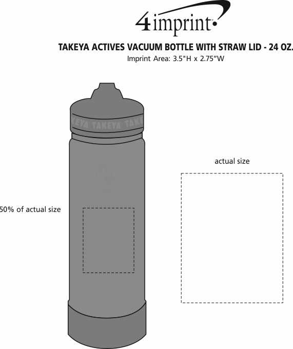 Imprint Area of Takeya Actives Vacuum Bottle with Straw Lid - 24 oz.