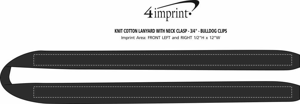Imprint Area of Knit Cotton Lanyard with Neck Clasp - 3/4" - 2 Bulldog Clips