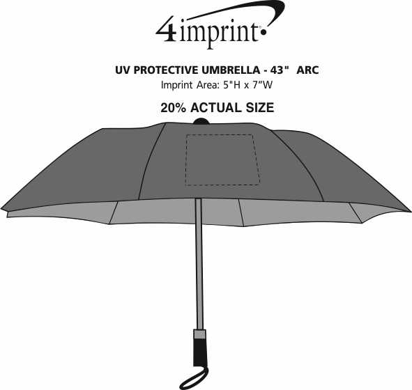Imprint Area of UV Protective Umbrella - 43"  Arc