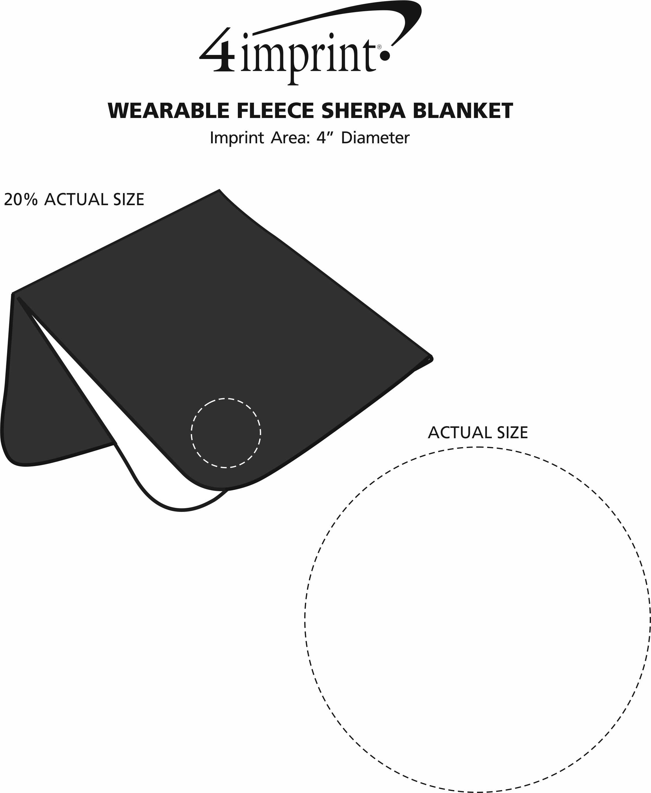 Imprint Area of Wearable Fleece Sherpa Blanket