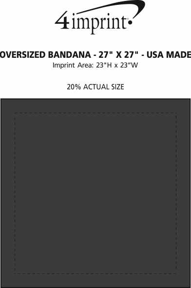 Imprint Area of Oversized Bandana - 27" x 27" - USA Sewn