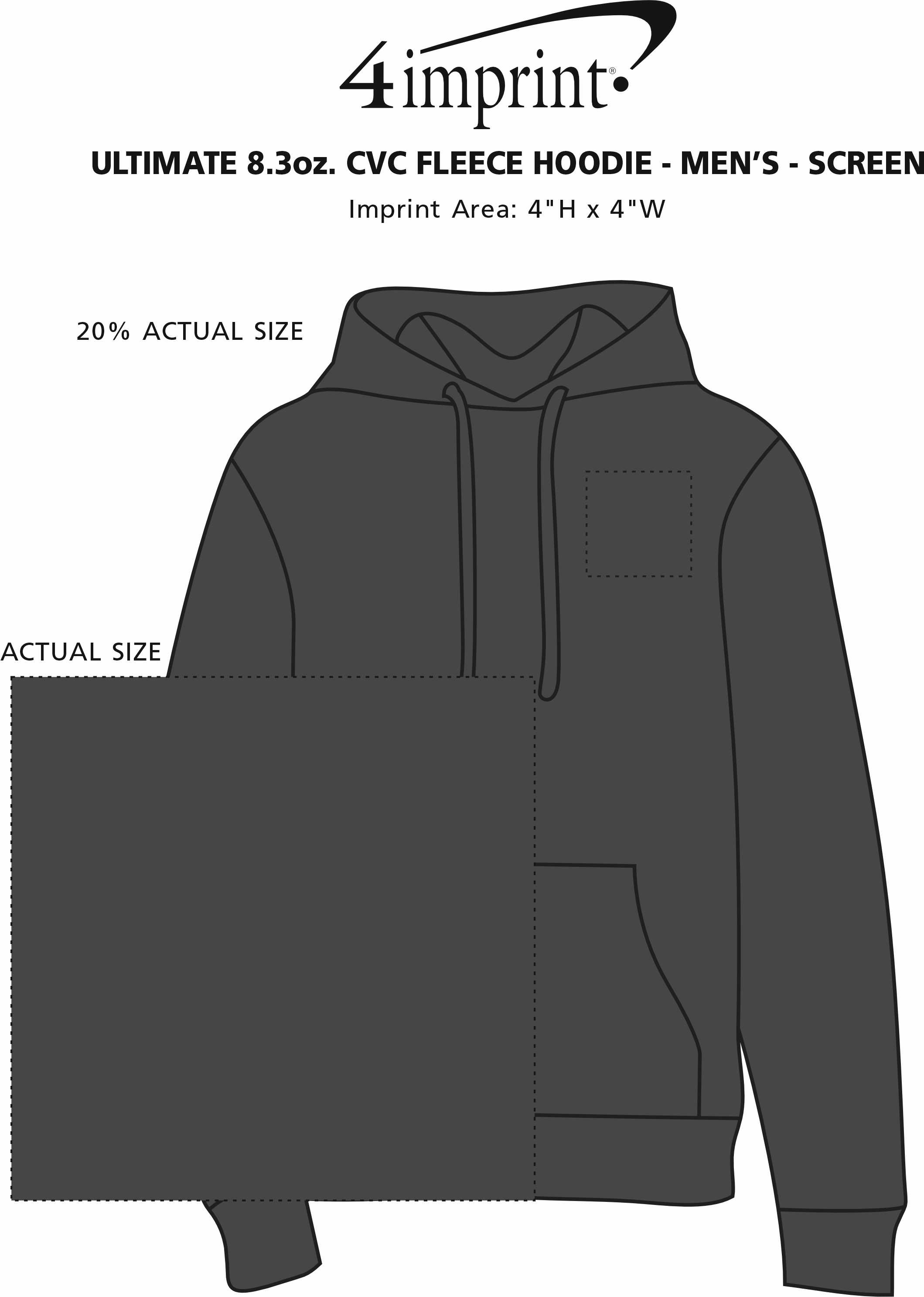 Imprint Area of Ultimate 8.3 oz. CVC Fleece Hoodie - Men's - Screen